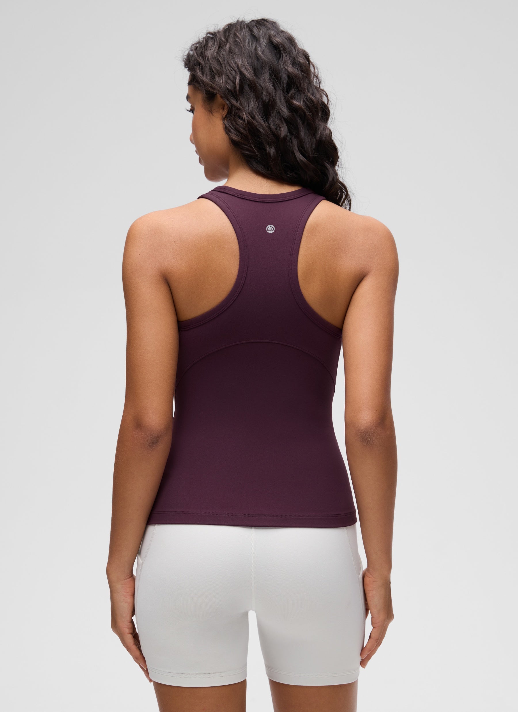 CRZ YOGA Blusas de yoga Corte ajustado Butterluxe Tank Cuello alto Deep Purple