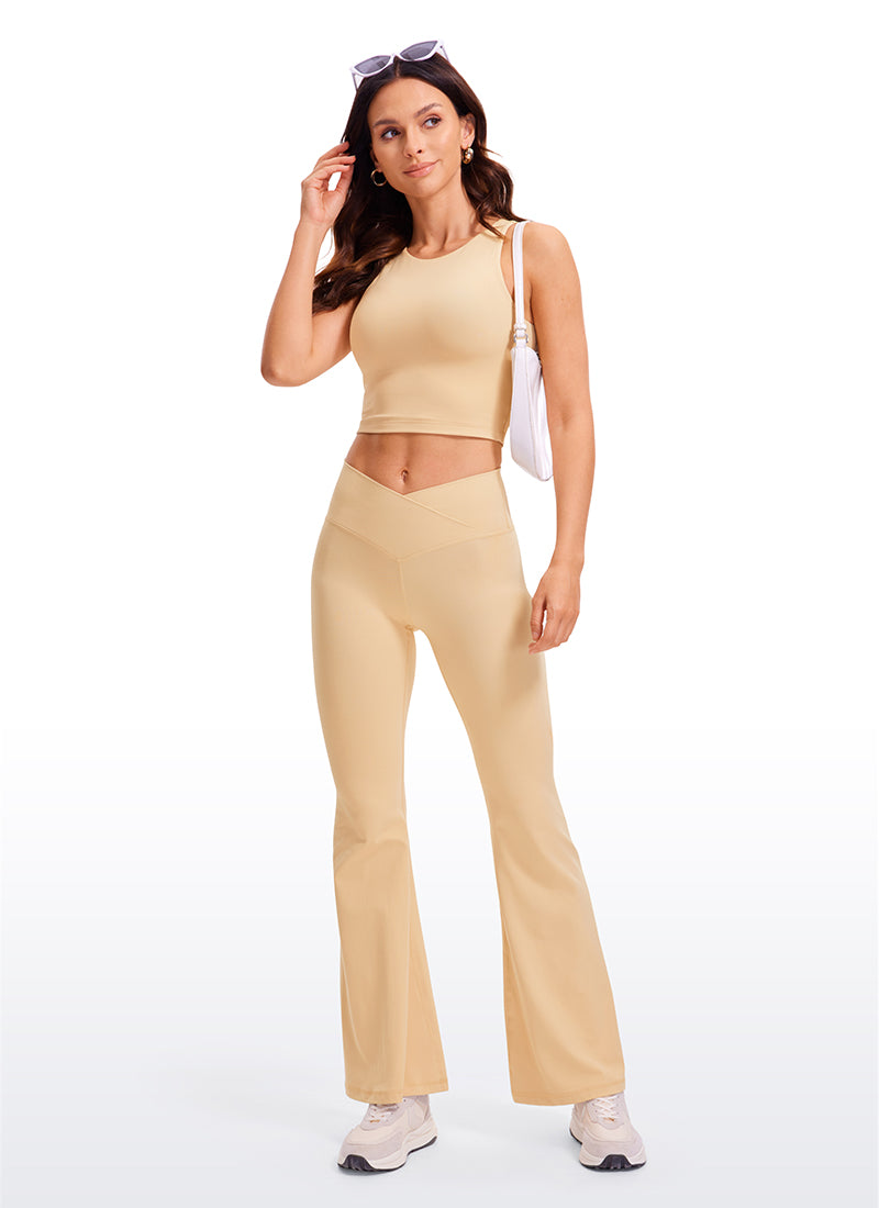 CRZ YOGA Butterluxe Tank de Espalda Abierta y Cuello Alto para Mujer Batido De Bronceado