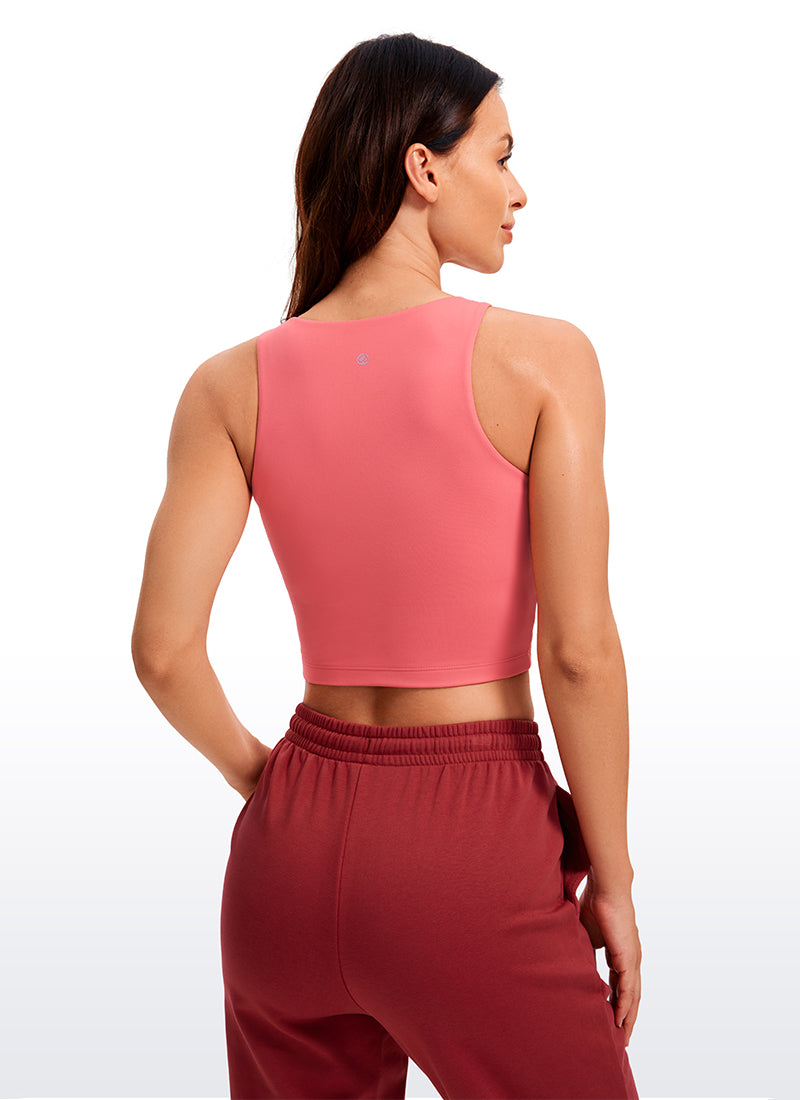 CRZ YOGA Butterluxe Tank de Espalda Abierta y Cuello Alto para Mujer Sorbete de Frambuesa