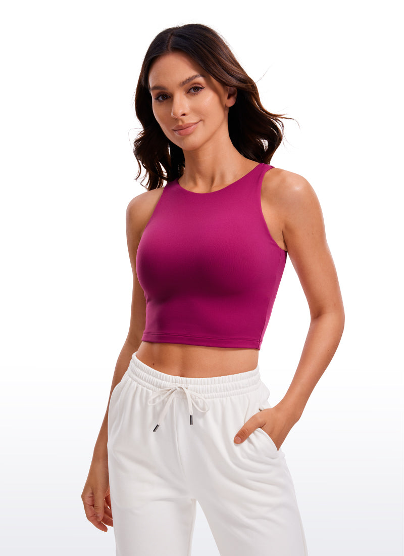 CRZ YOGA Butterluxe Tank de Espalda Abierta y Cuello Alto para Mujer Magenta Púrpura