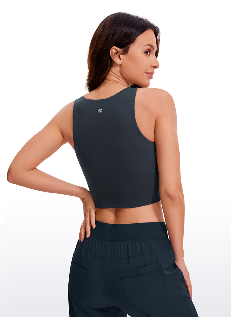 CRZ YOGA Butterluxe Tank de Espalda Abierta y Cuello Alto para Mujer True Navy
