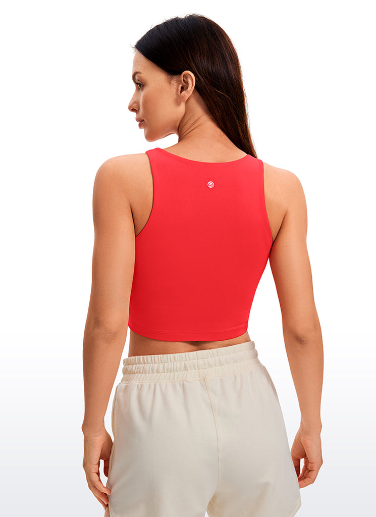 CRZ YOGA Butterluxe Tank de Espalda Abierta y Cuello Alto para Mujer blanco