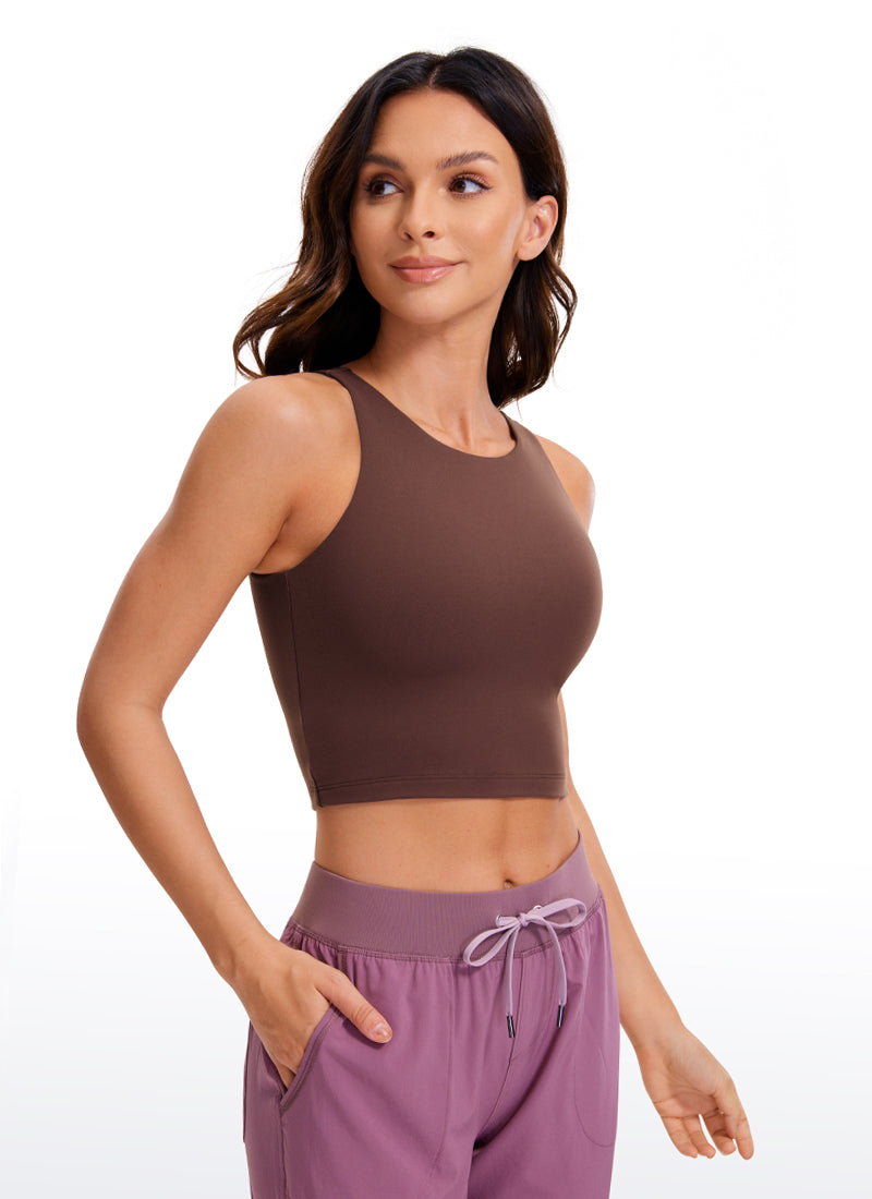 CRZ YOGA Butterluxe Tank de Espalda Abierta y Cuello Alto para Mujer Gris pardo