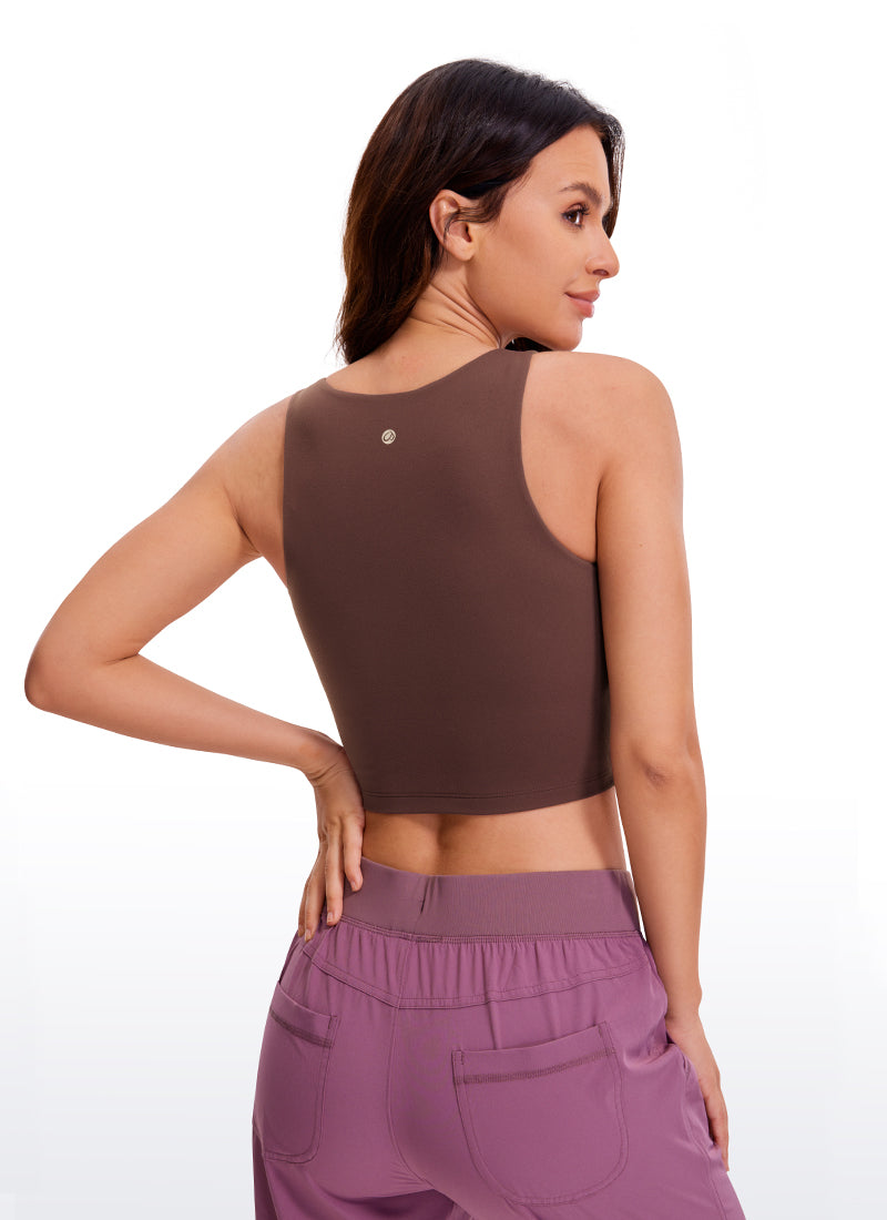 CRZ YOGA Butterluxe Tank de Espalda Abierta y Cuello Alto para Mujer Gris pardo