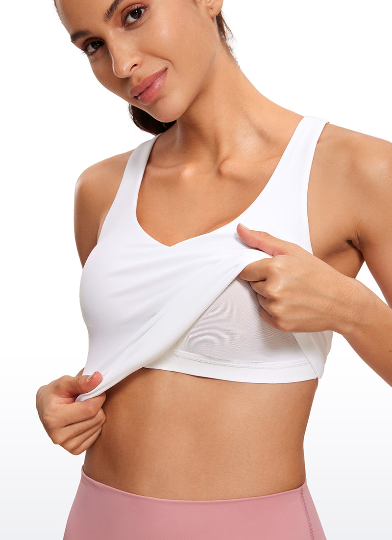 CRZ YOGA Mujeres Butterluxe Sujetador Integrado Escote en V blanco