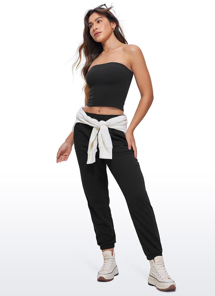 CRZ YOGA Butterluxe Camiseta de Corte Ajustado Sin Tirantes para Mujer Negro