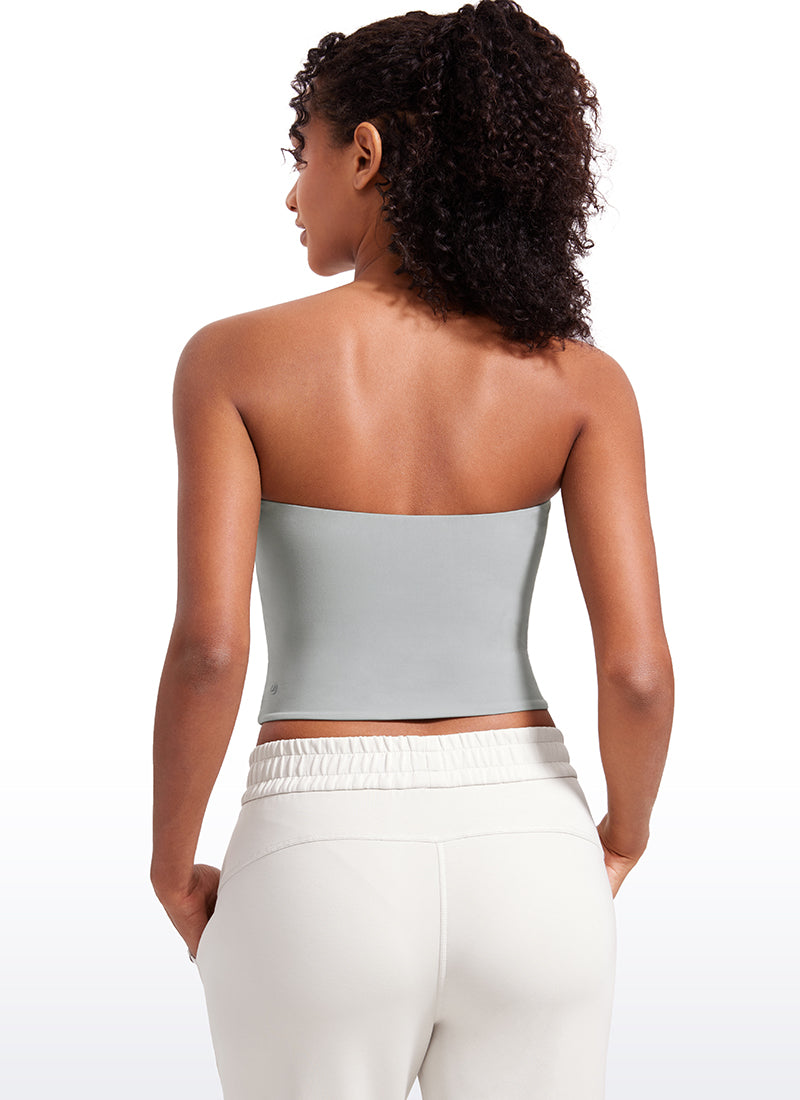 CRZ YOGA Butterluxe Camiseta de Corte Ajustado Sin Tirantes para Mujer Sterling