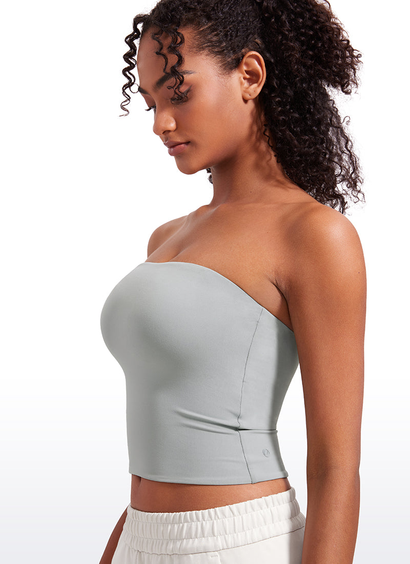 CRZ YOGA Butterluxe Camiseta de Corte Ajustado Sin Tirantes para Mujer Sterling