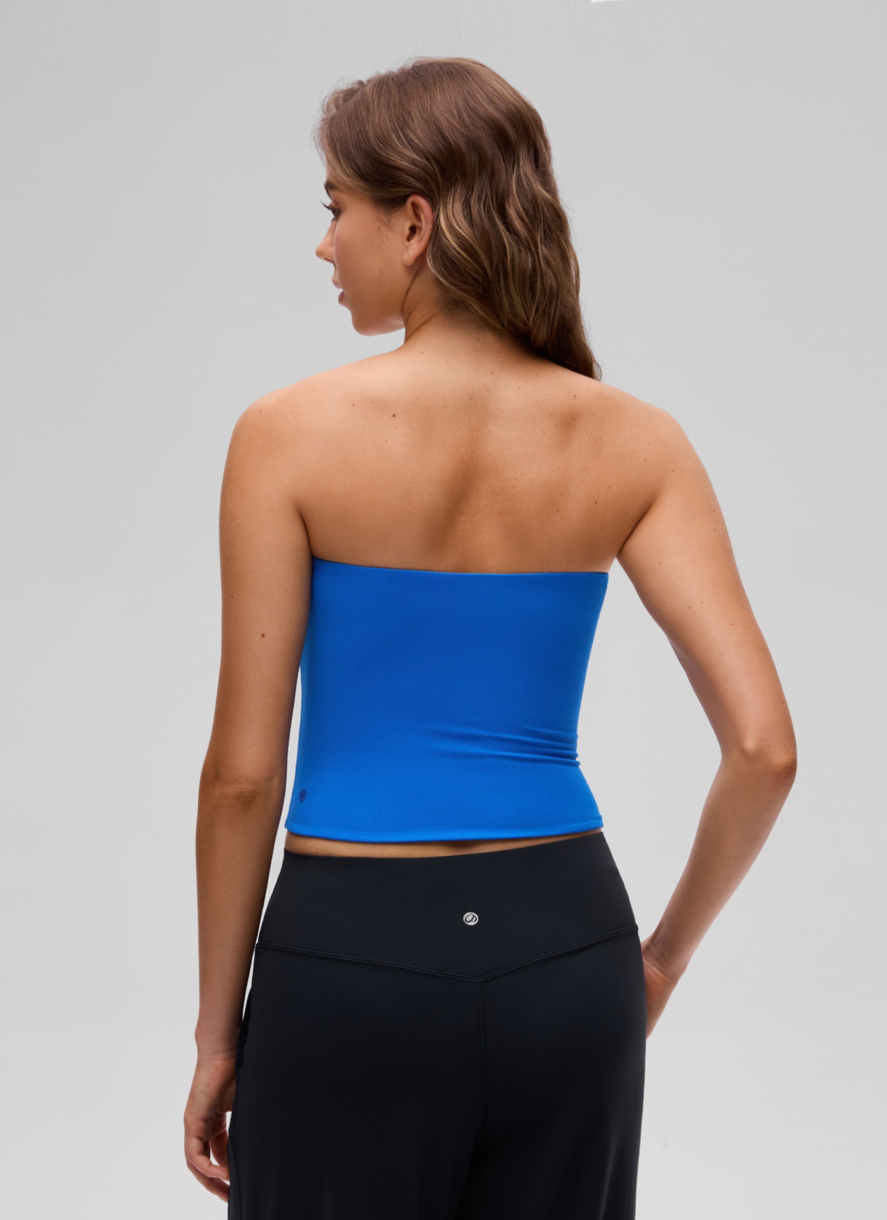 CRZ YOGA Butterluxe Camiseta de Corte Ajustado Sin Tirantes para Mujer Azul Destello