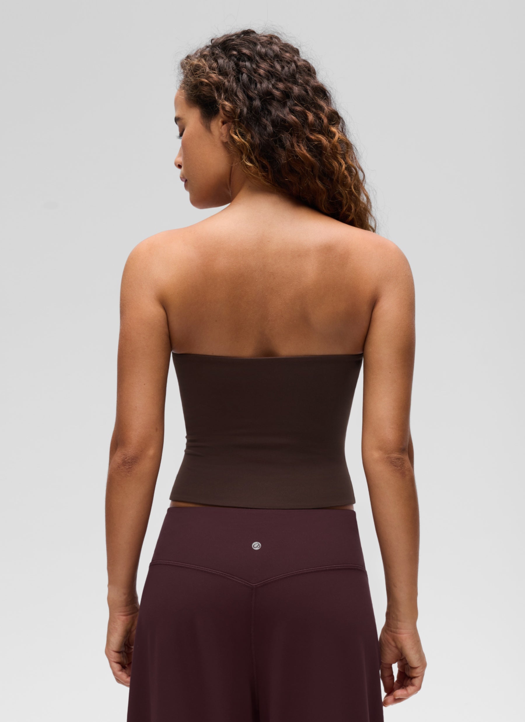 CRZ YOGA Butterluxe Camiseta de Corte Ajustado Sin Tirantes para Mujer Marrón Fudge Caliente