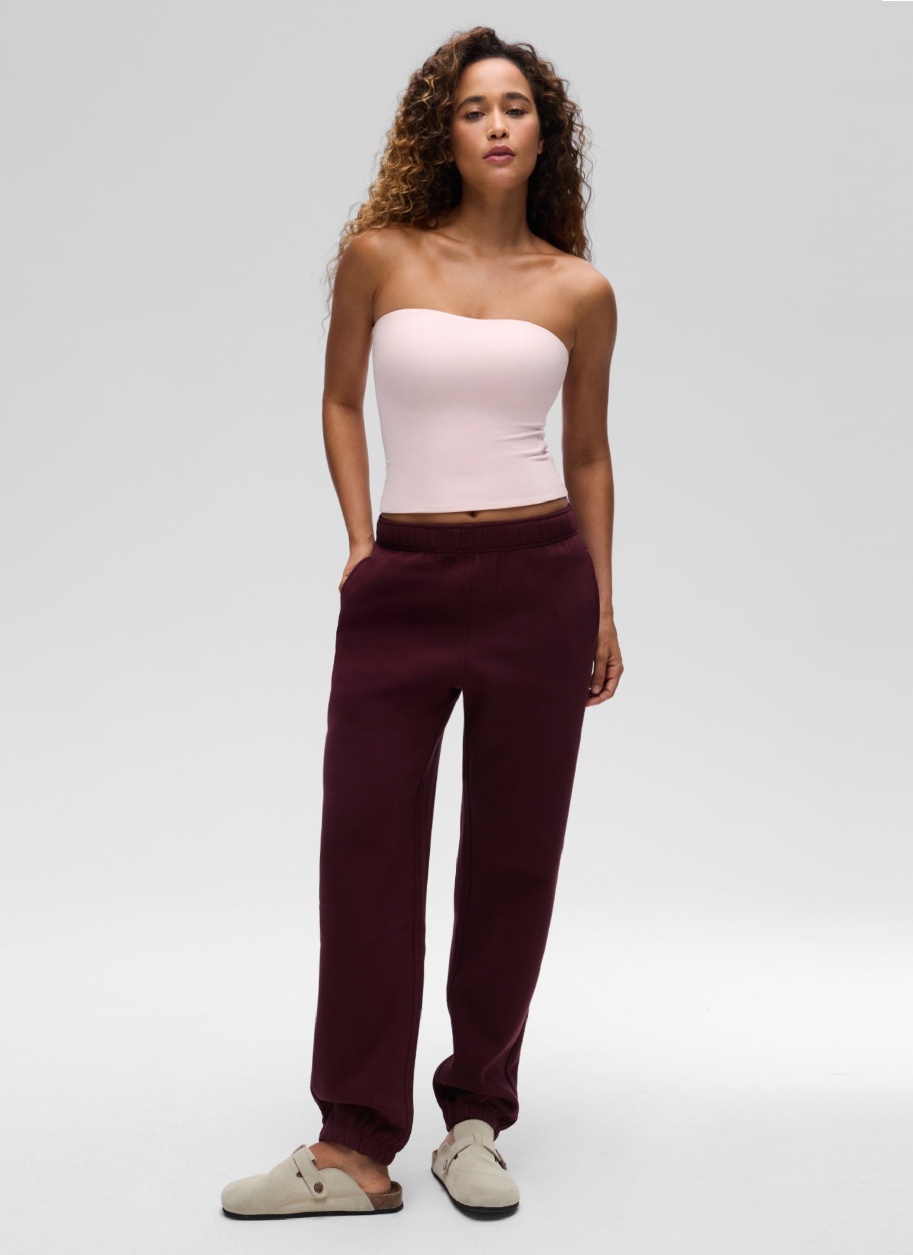 CRZ YOGA Butterluxe Camiseta de Corte Ajustado Sin Tirantes para Mujer Rosa Fresa