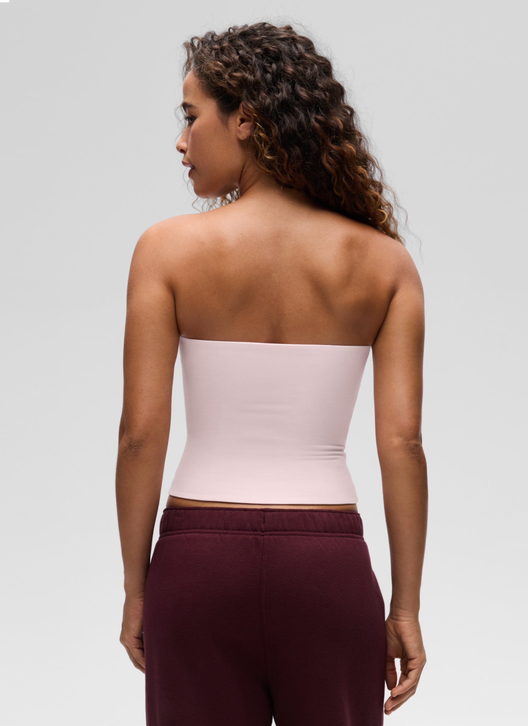 CRZ YOGA Butterluxe Camiseta de Corte Ajustado Sin Tirantes para Mujer Rosa Fresa