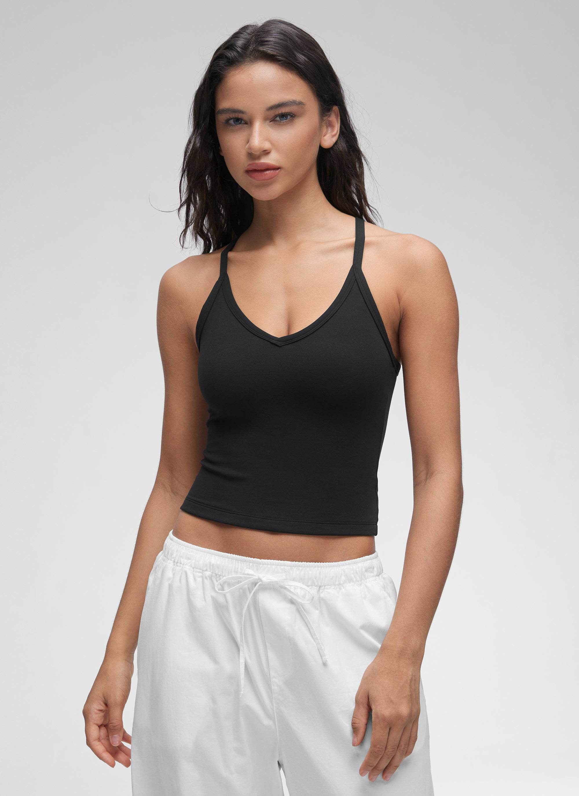 CRZ YOGA Mujer Butterluxe Soft Tank Racerback con Doble Forro Negro