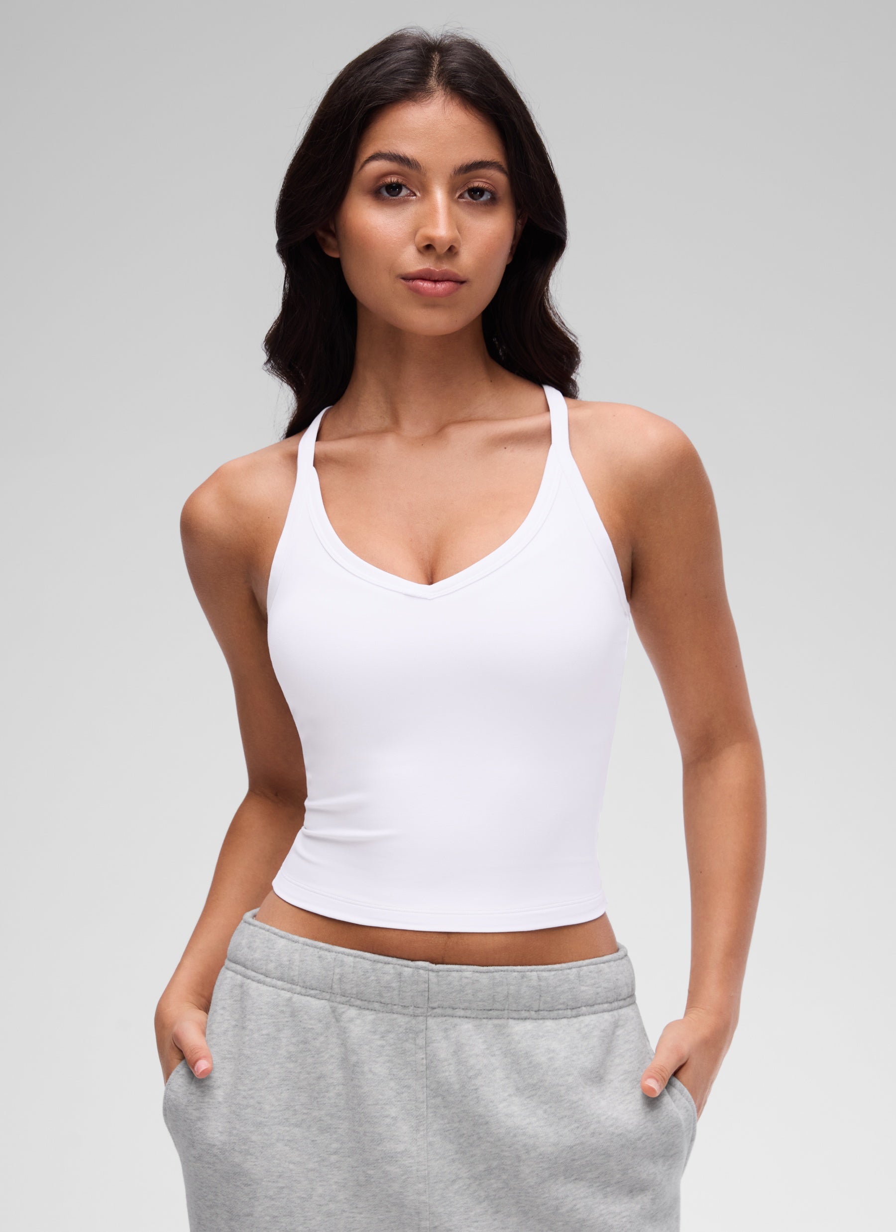 CRZ YOGA Mujer Butterluxe Soft Tank Racerback con Doble Forro blanco