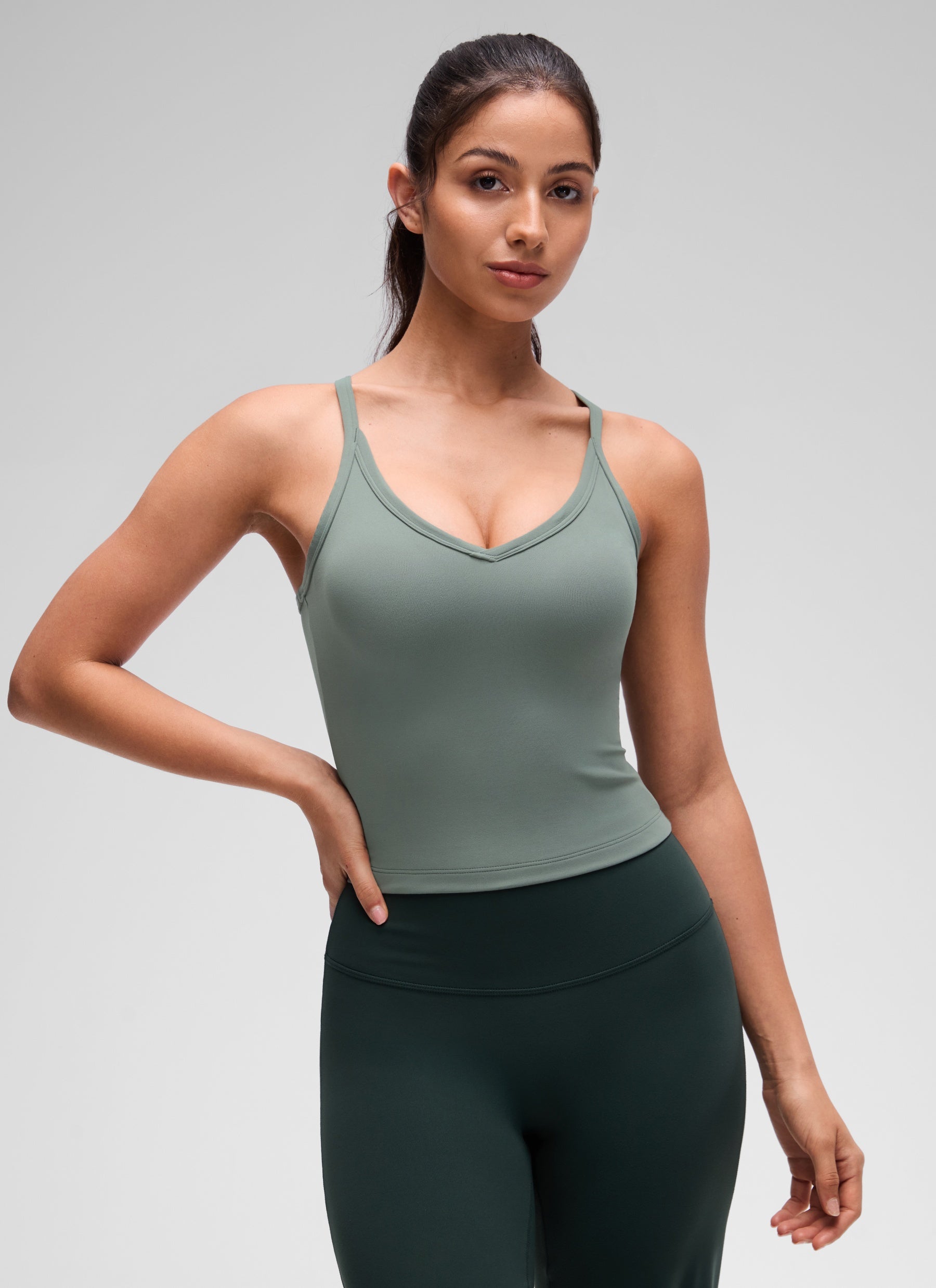 CRZ YOGA Mujer Butterluxe Soft Tank Racerback con Doble Forro Salvia gris