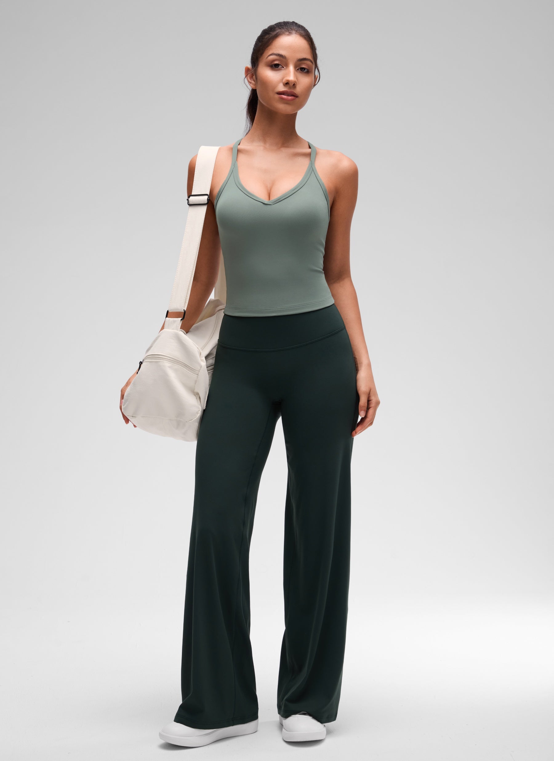 CRZ YOGA Mujer Butterluxe Soft Tank Racerback con Doble Forro Salvia gris