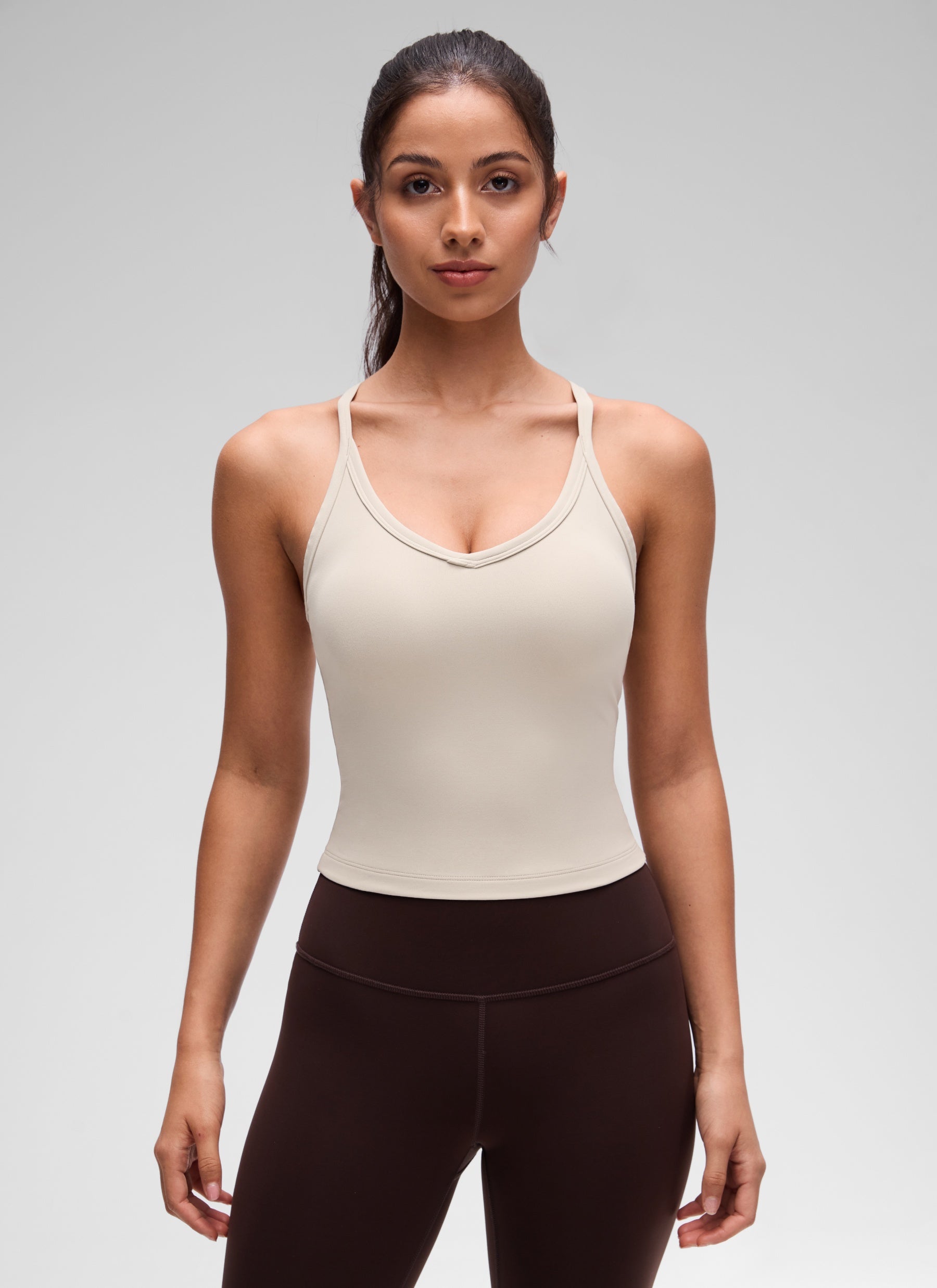 CRZ YOGA Mujer Butterluxe Soft Tank Racerback con Doble Forro Bronceado Mojave
