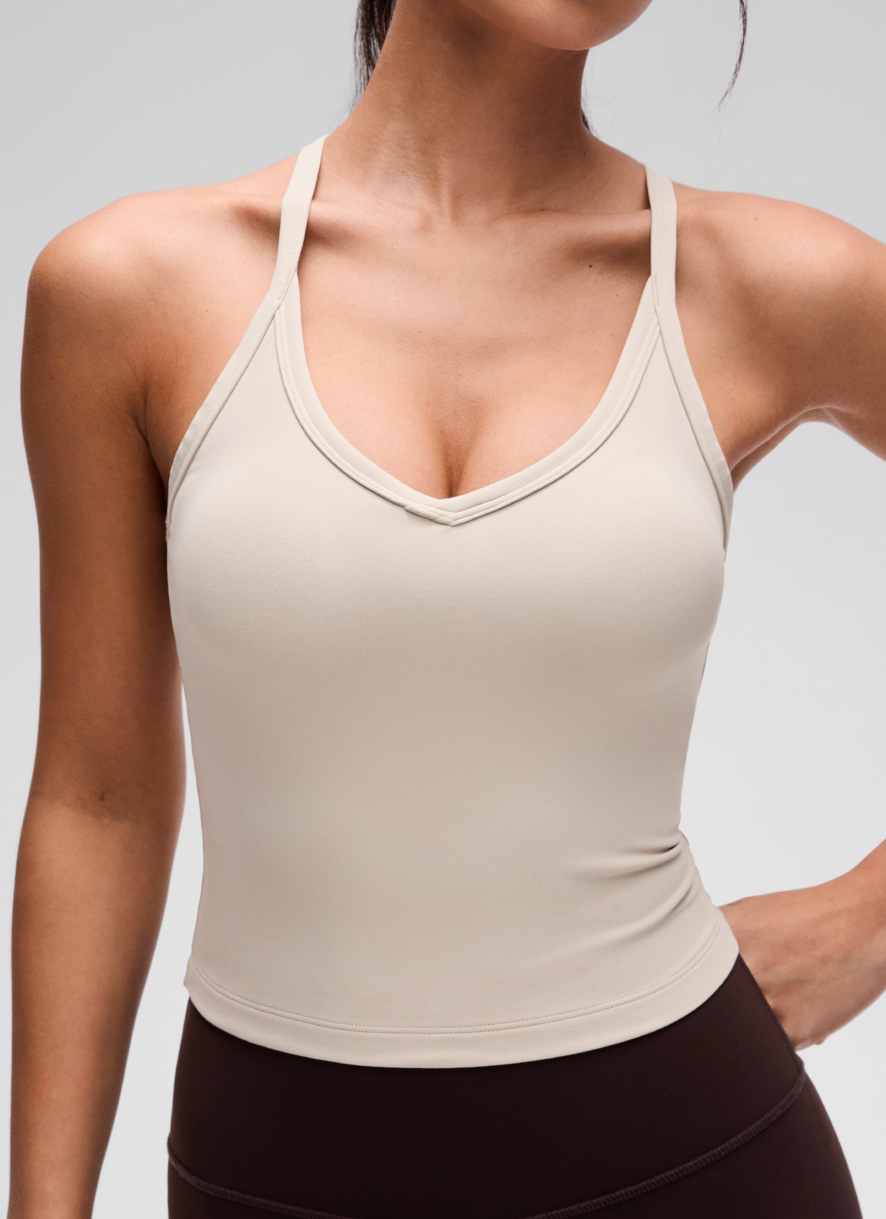 CRZ YOGA Mujer Butterluxe Soft Tank Racerback con Doble Forro Bronceado Mojave