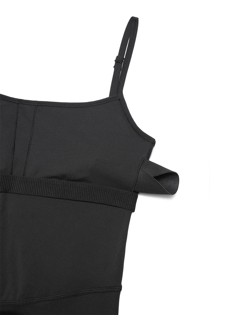 CRZ YOGA Monos de Yoga Body con Sujetador Incorporado para Mujer Negro
