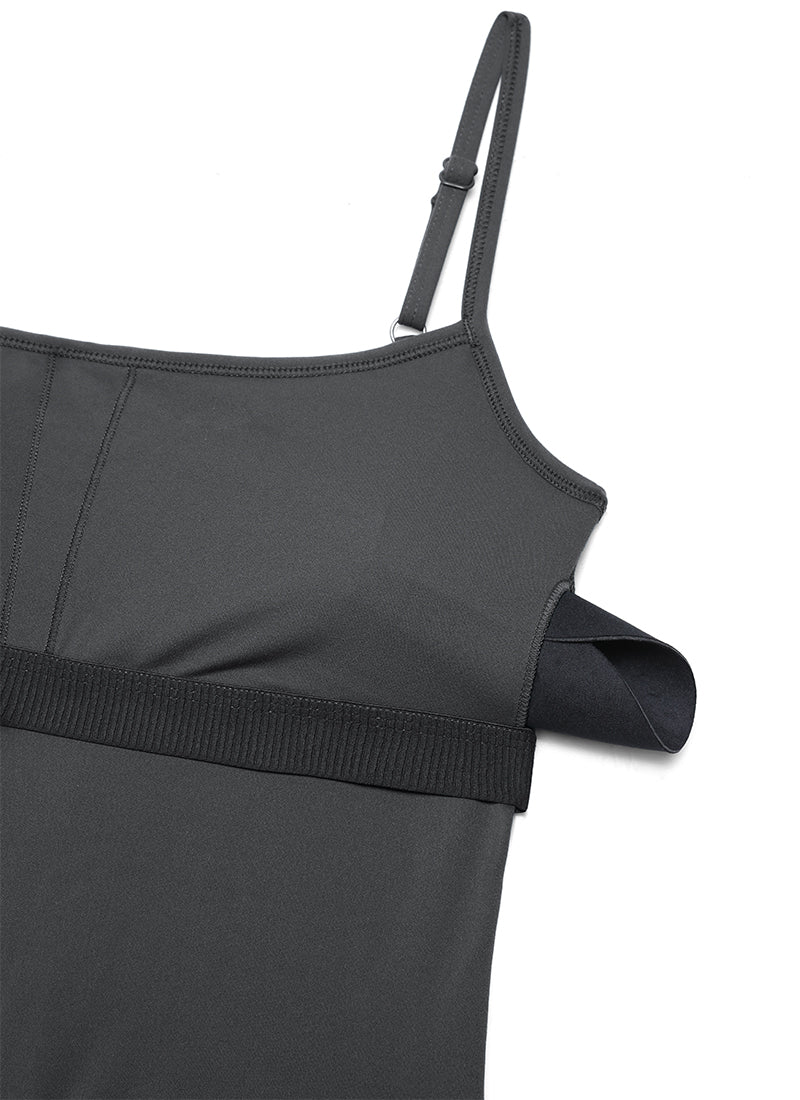 CRZ YOGA Monos de Yoga Body con Sujetador Incorporado para Mujer Gris misterioso