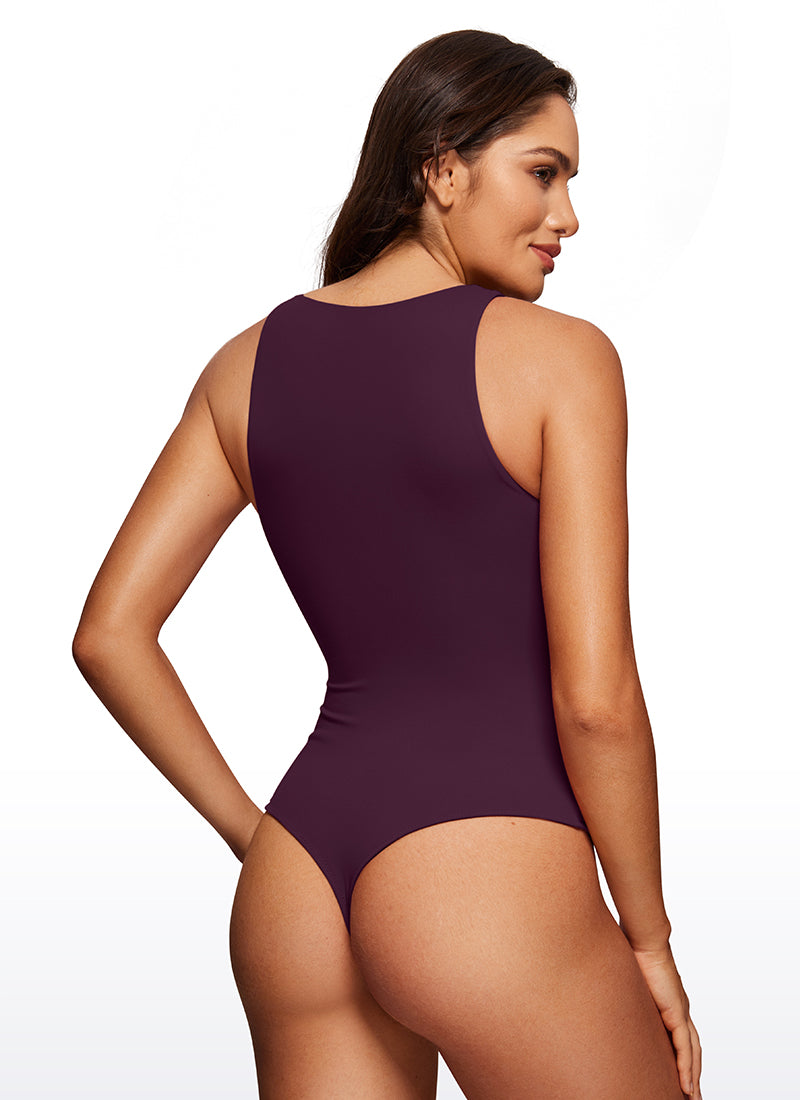 CRZ YOGA Mujeres Body de Yoga de Cuello Alto Deep Purple