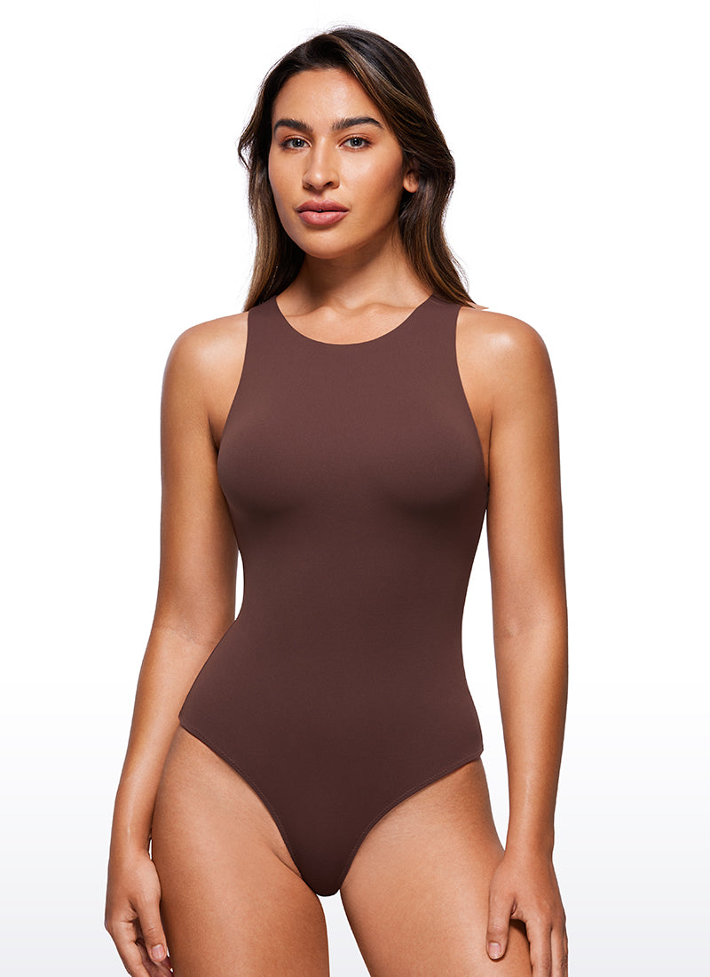 CRZ YOGA Mujeres Body de Yoga de Cuello Alto Gris pardo
