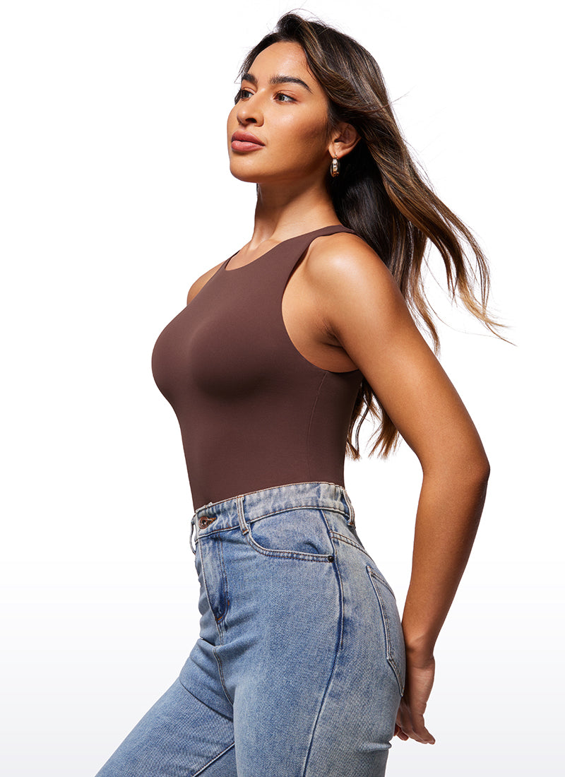 CRZ YOGA Mujeres Body de Yoga de Cuello Alto Gris pardo