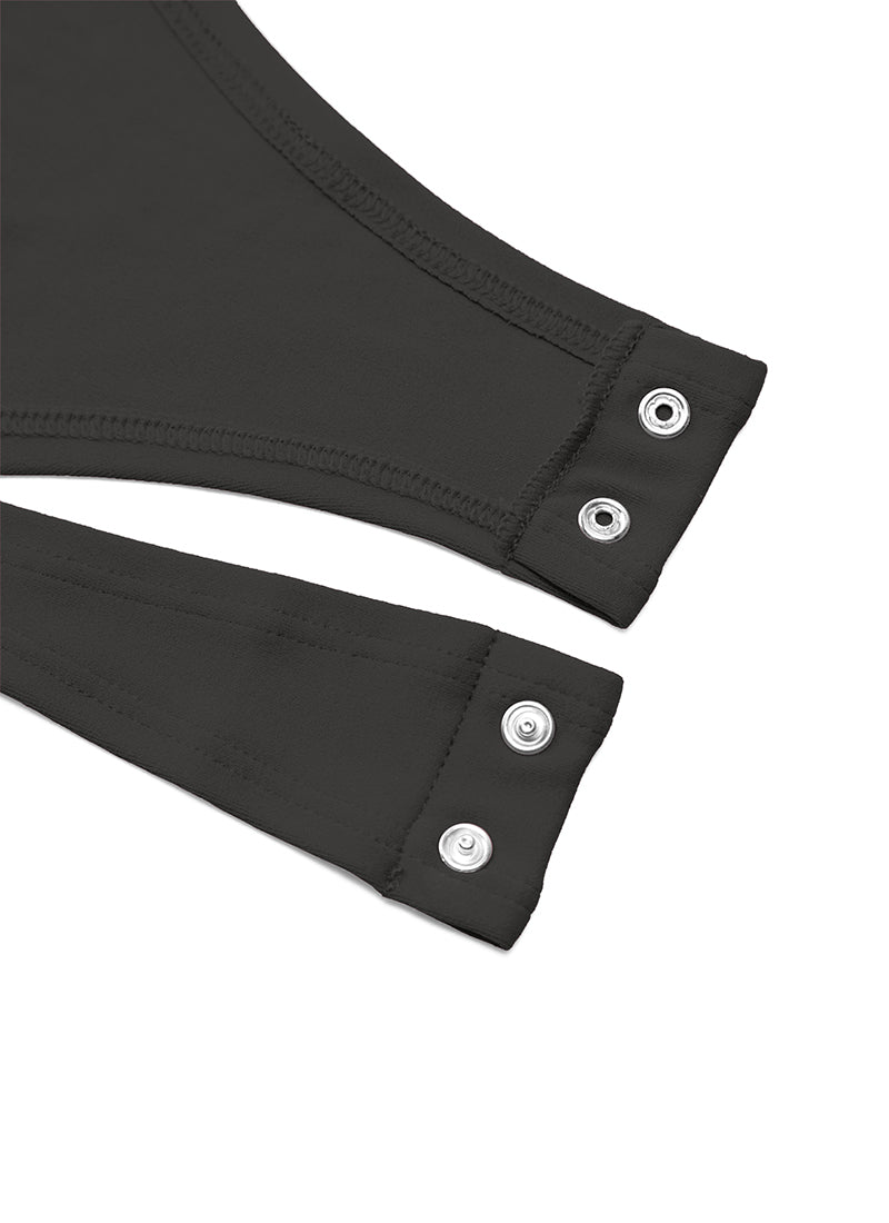 CRZ YOGA Mujeres Bodysuit Yoga Ajustado Manga Larga Cuello Redondo Negro