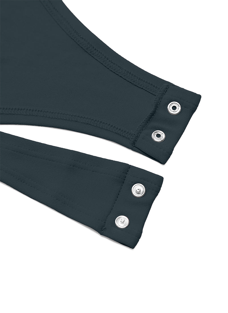 CRZ YOGA Mujeres Bodysuit Yoga Ajustado Manga Larga Cuello Redondo True Navy