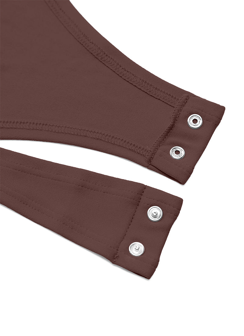 CRZ YOGA Mujeres Bodysuit Yoga Ajustado Manga Larga Cuello Redondo Gris pardo