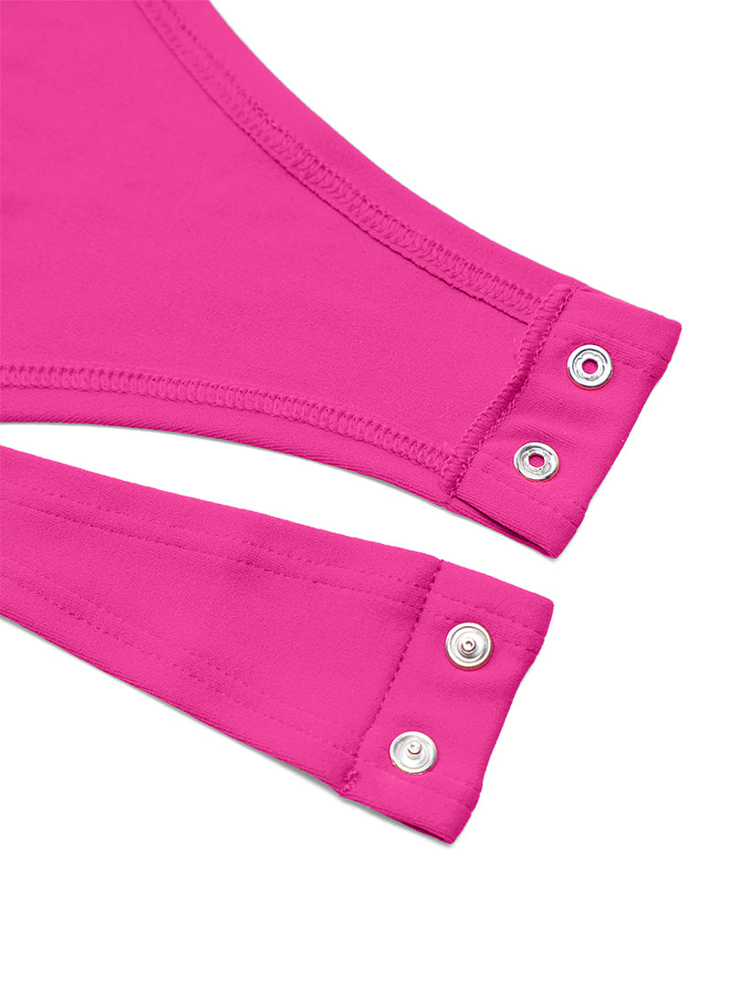 CRZ YOGA Mujeres Bodysuit Yoga Ajustado Manga Larga Cuello Redondo Púrpura Hibisco