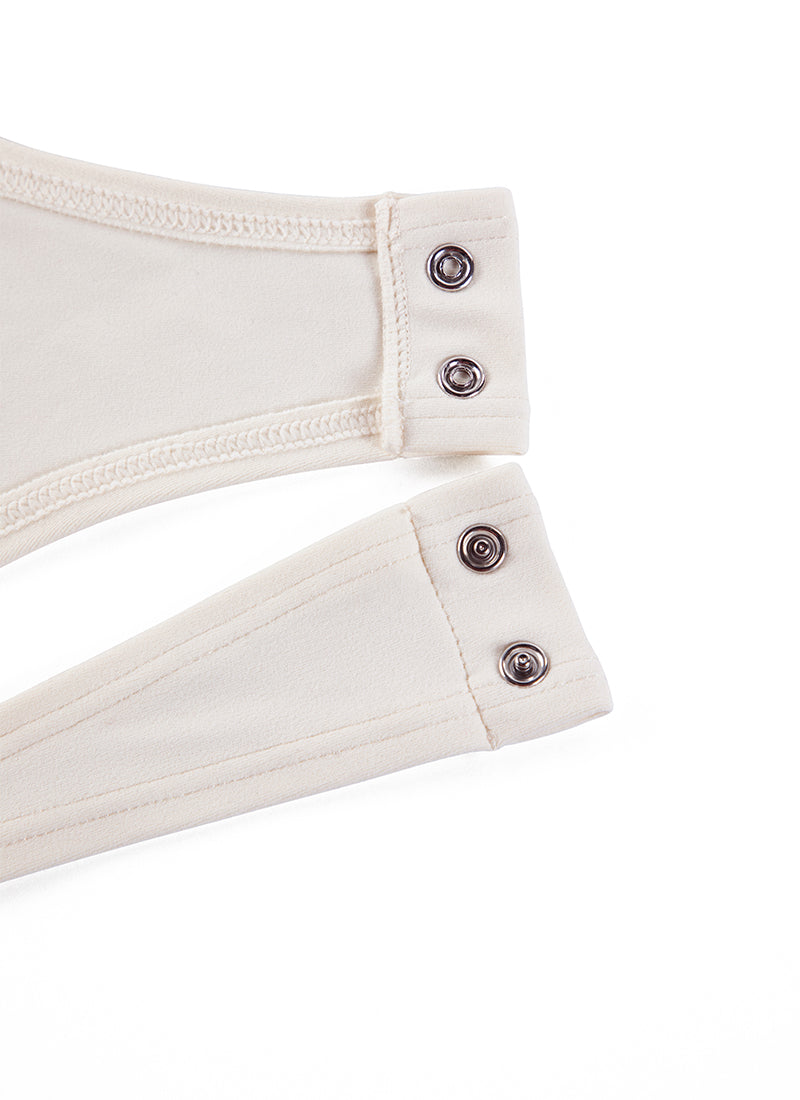 CRZ YOGA Mujeres Bodysuit Yoga Ajustado Manga Larga Cuello Redondo Albaricoque blanco