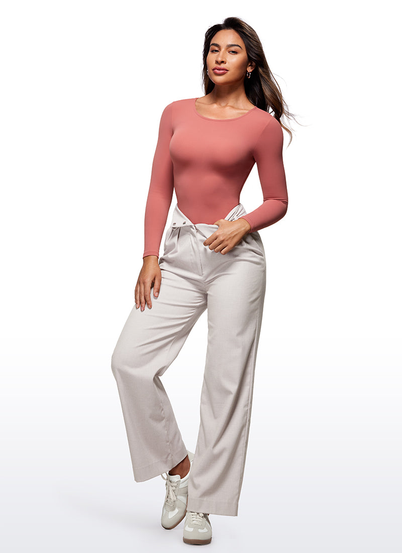 CRZ YOGA Mujeres Bodysuit Yoga Ajustado Manga Larga Cuello Redondo Gavanza