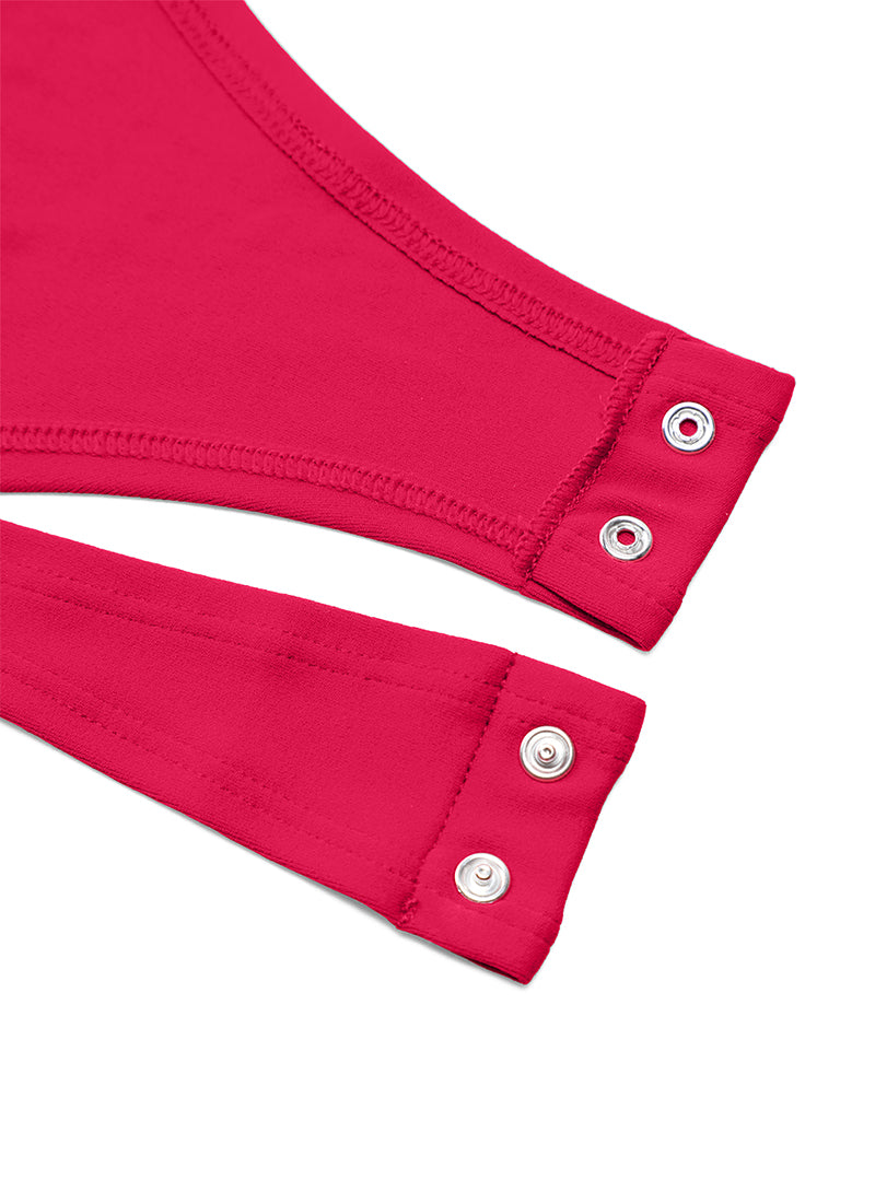 CRZ YOGA Mujeres Bodysuit Yoga Ajustado Manga Larga Cuello Redondo Viva Magenta