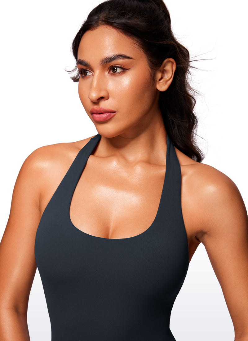 CRZ YOGA Mujer Mono Deportivo Halter Espalda Descubierta Corto True Navy