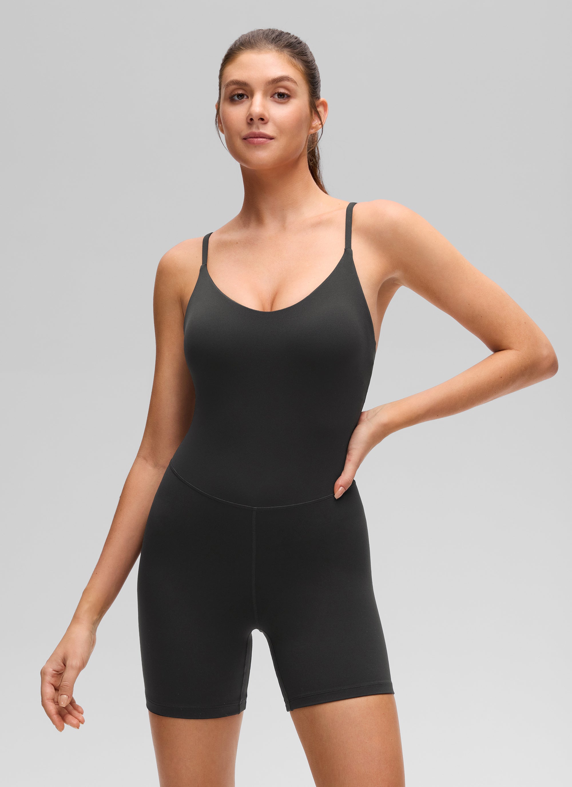 CRZ YOGA Mujer Butterluxe Mono Espalda Cruzada de Cuello en U Negro