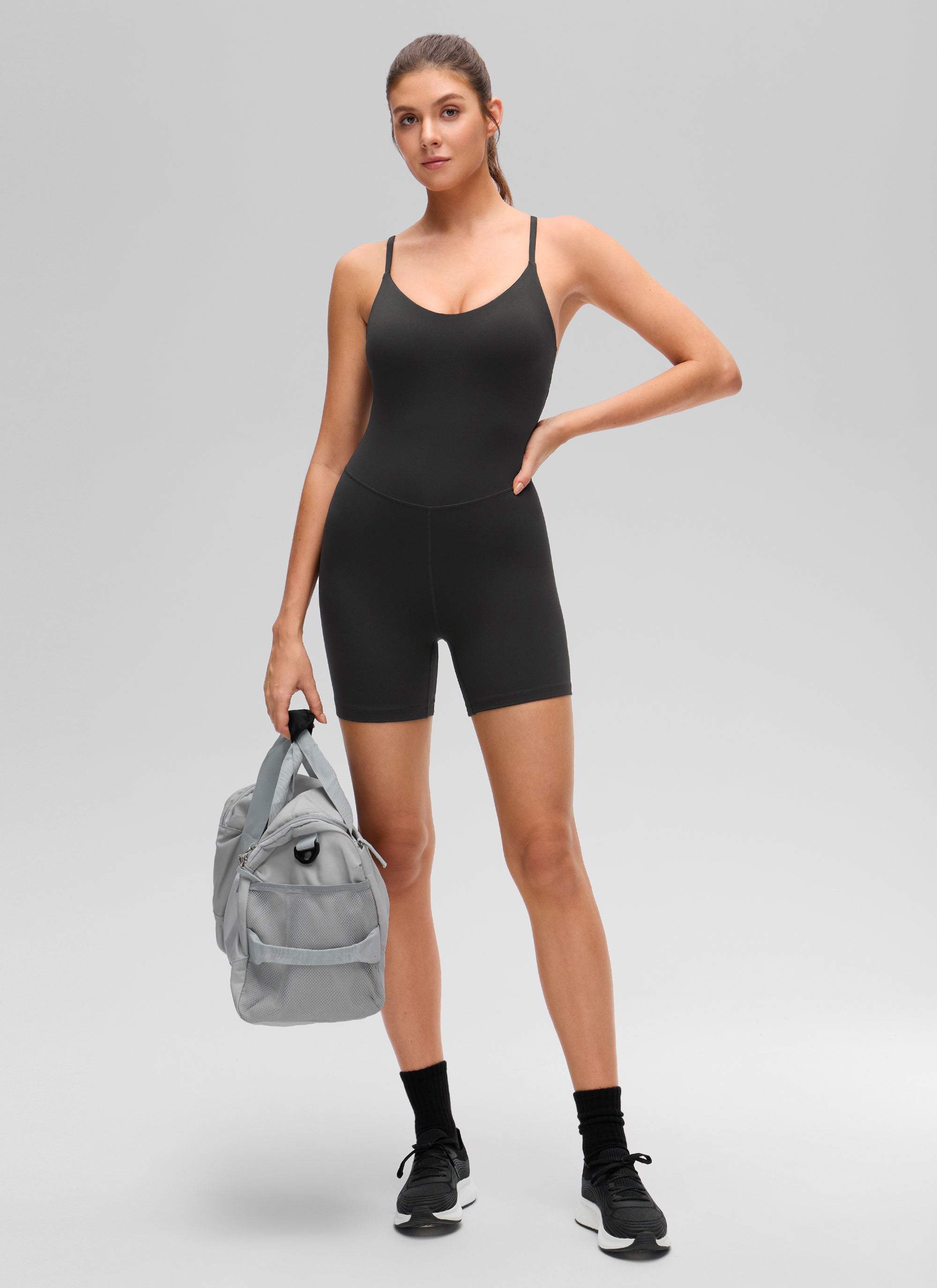 CRZ YOGA Mujer Butterluxe Mono Espalda Cruzada de Cuello en U Negro