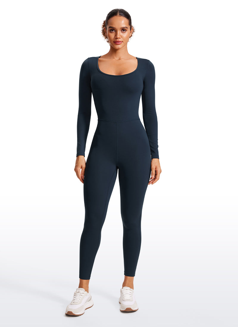 CRZ YOGA Chicas Mono Casual de Yoga con Escote Redondo y Mangas Larga True Navy