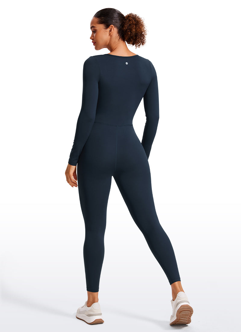 CRZ YOGA Chicas Mono Casual de Yoga con Escote Redondo y Mangas Larga True Navy