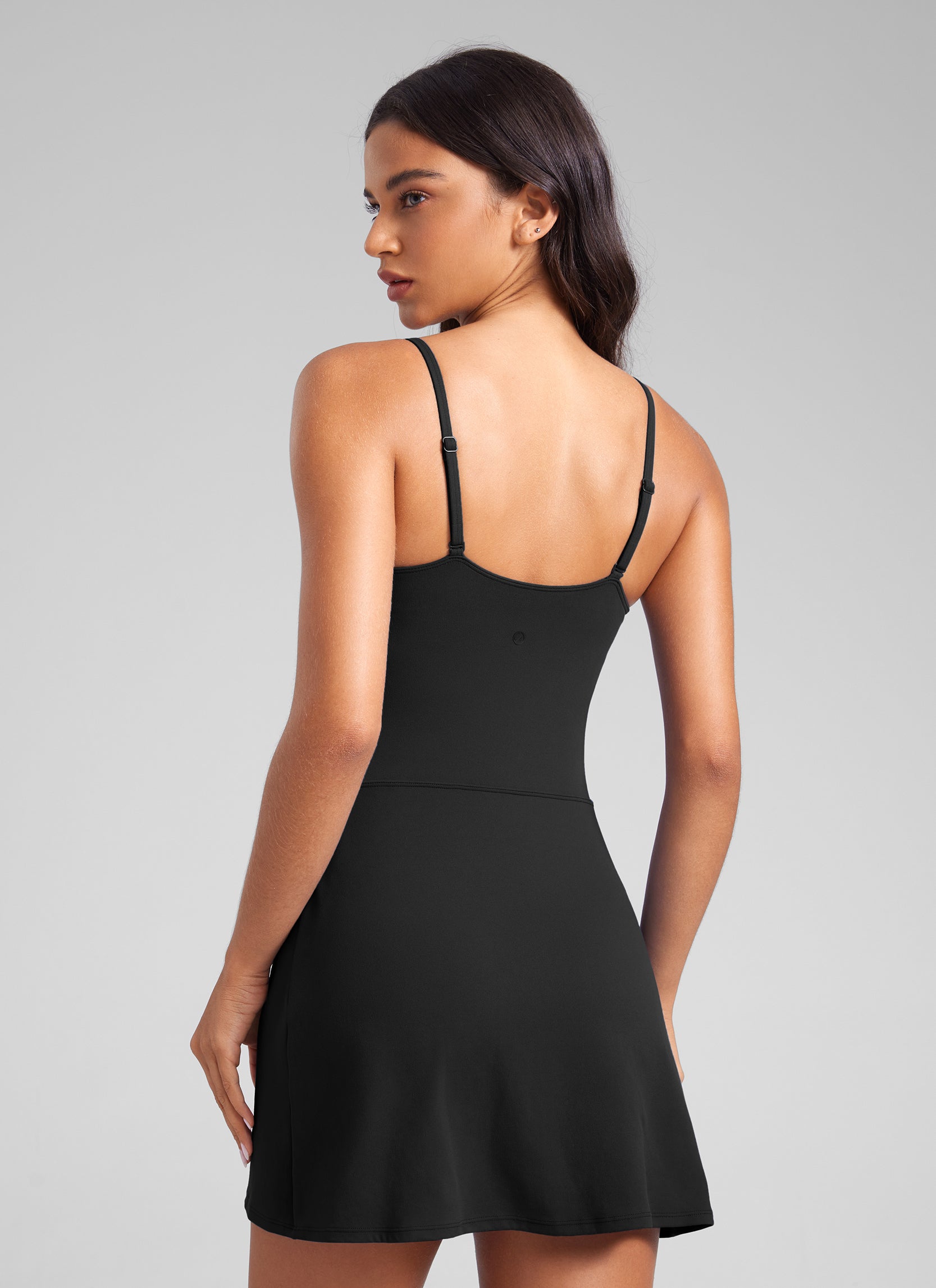CRZ YOGA Butterluxe Vestidos Deportivos Casual de Tirantes Espaguetis Negro
