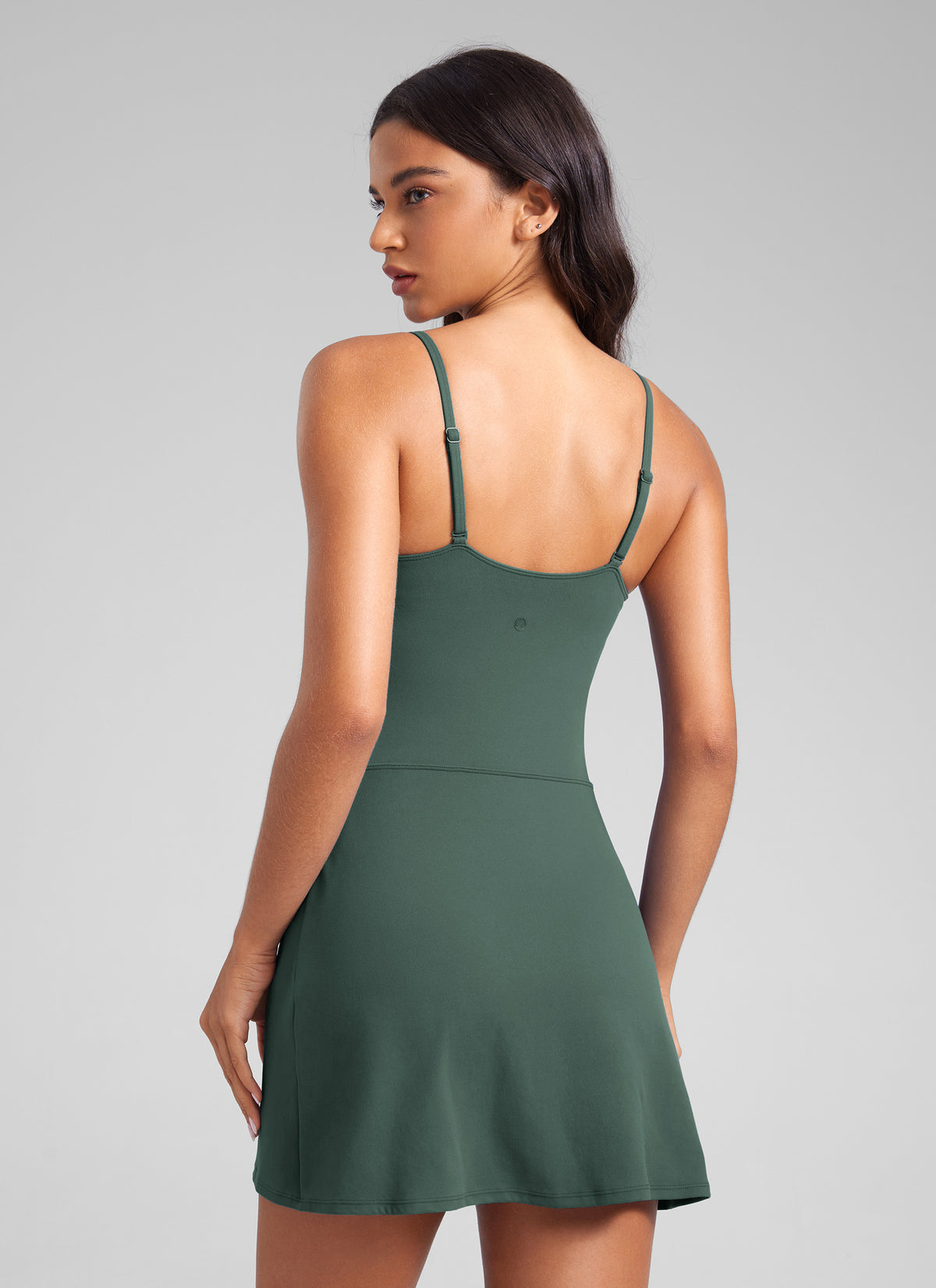 CRZ YOGA Butterluxe Vestidos Deportivos Casual de Tirantes Espaguetis Verde Bosque Oscuro