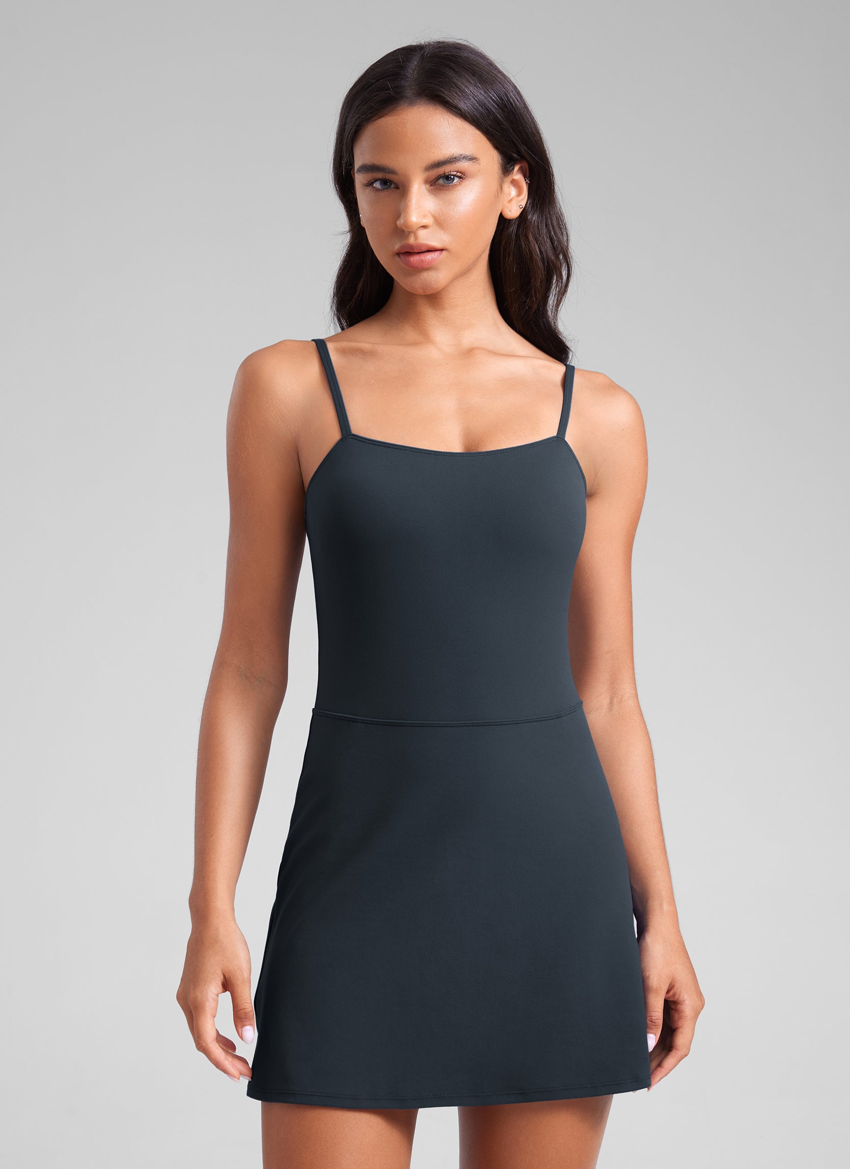 CRZ YOGA Butterluxe Vestidos Deportivos Casual de Tirantes Espaguetis True Navy