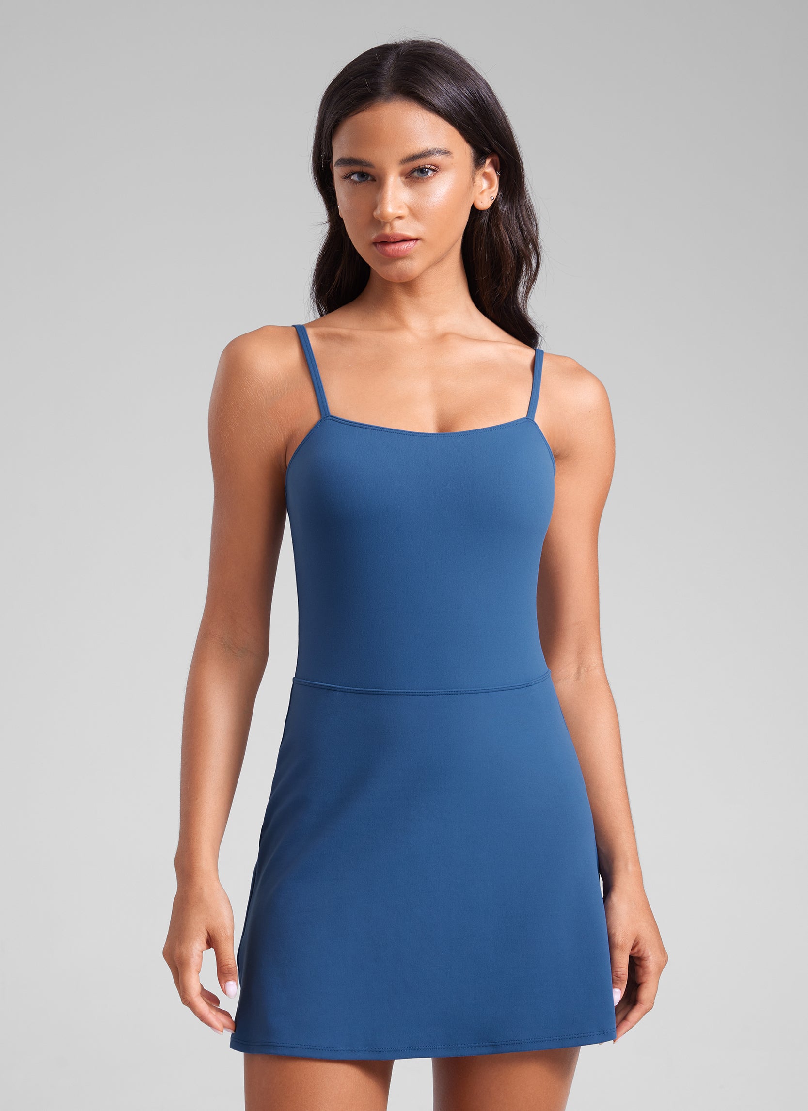 CRZ YOGA Butterluxe Vestidos Deportivos Casual de Tirantes Espaguetis Azul Tono