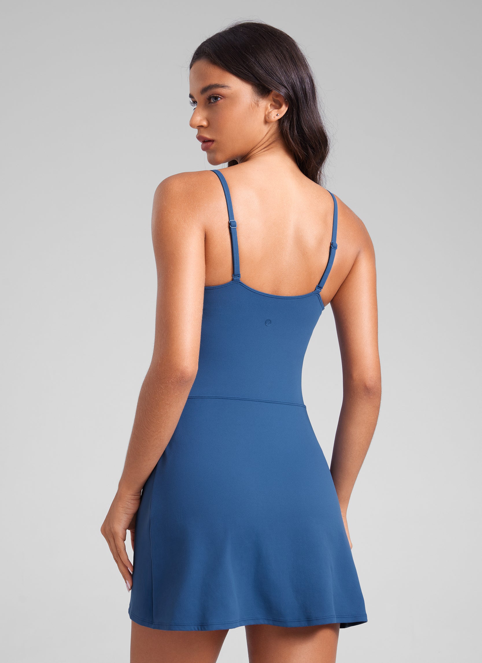 CRZ YOGA Butterluxe Vestidos Deportivos Casual de Tirantes Espaguetis Azul Tono