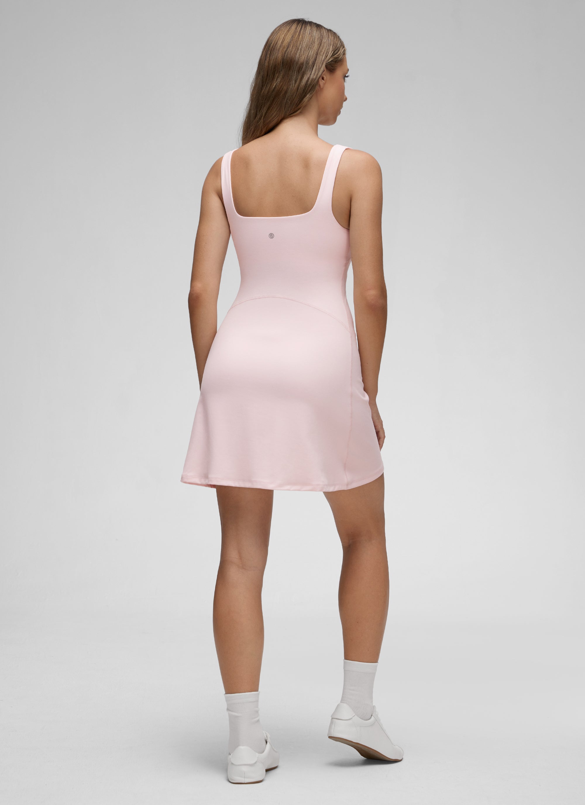 CRZ YOGA Mujer Vestido A-Line con Sujetador Integrado Escote Cuadrado Rosa Fresa
