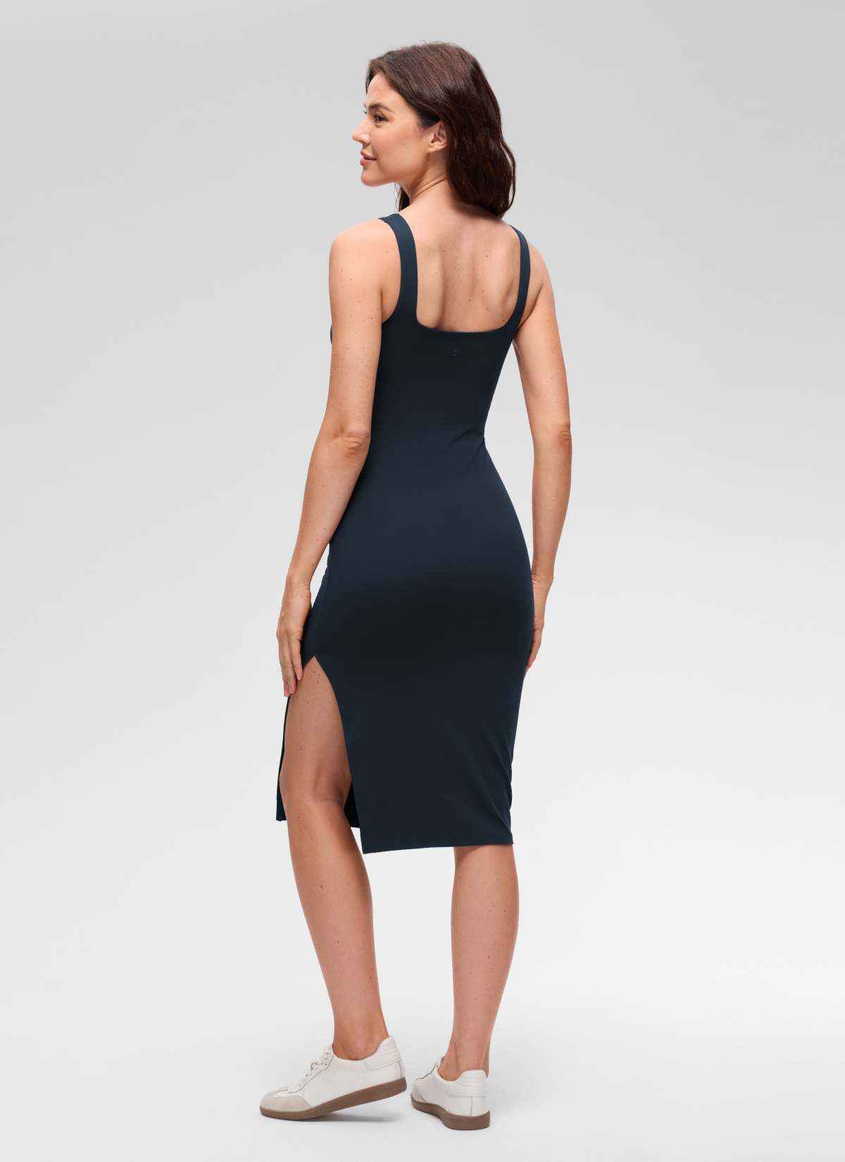 CRZ YOGA Vestido Cuello Cuadrado con Abertura para Mujer Butterluxe True Navy