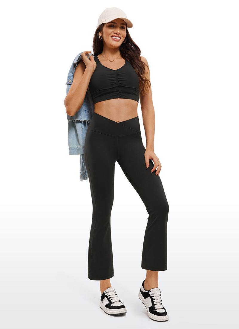 CRZ YOGA Butterluxe Leggings Acampanados con Escote en V para Mujer Negro