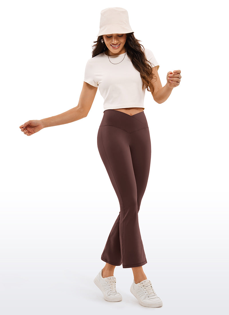 CRZ YOGA Butterluxe Leggings Acampanados con Escote en V para Mujer Gris pardo