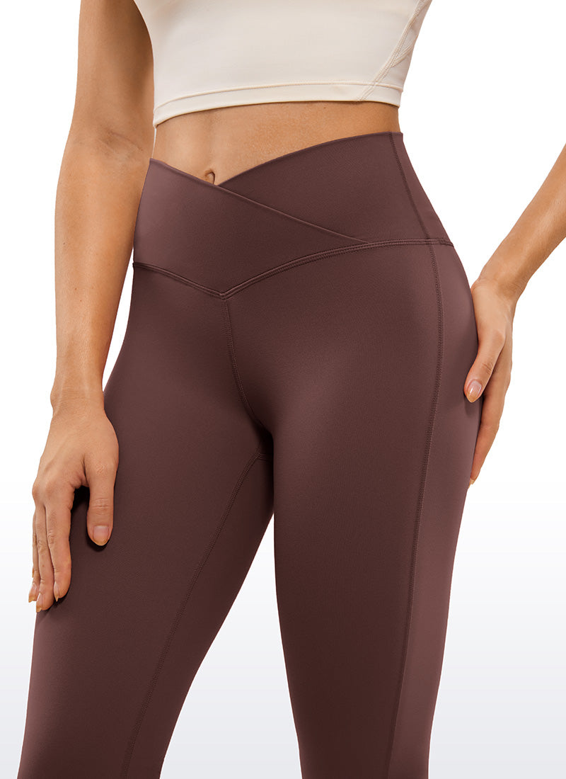 CRZ YOGA Butterluxe Leggings Acampanados con Escote en V para Mujer Gris pardo