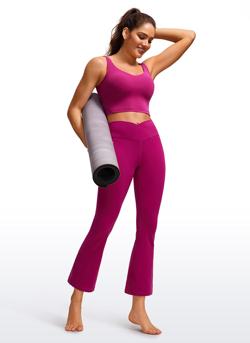 CRZ YOGA Butterluxe Leggings Acampanados con Escote en V para Mujer Magenta Púrpura